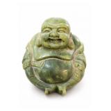 Green Stone Laughing Buddha Lidded Vessel