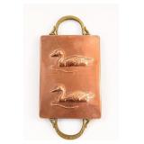 Copper Duck Motif Serving Tray With Brass Handles