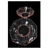 Pink Depression Glass Octagonal Bowl Set