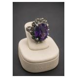 Sterling Silver Amethyst & Marcasite Ring