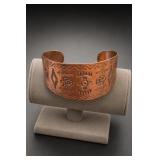 Copper Bell Geometric Motif Cuff Bracelet