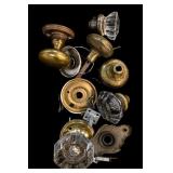 Vintage Glass & Brass Door Knob Hardware Lot