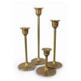 Set Of 5 Vintage Brass Graduated Candlesticks