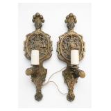 Pair Art Deco Figural Two-Light Wall Sconces