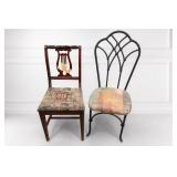 Pair Of Decorative Wood & Metal Chairs
