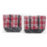 Two Red Plaid Tote Bags