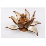 Monkey Pod Wood Lotus Flower Serving Set