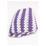 Handmade Purple & White Crochet Afghan Blanket