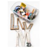 Wooden LOVE Sign & Dritz Sewing Supply Lot