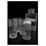 Clear Ribbed Glassware Set With Pitcher