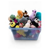 Mixed Plush Toy Lot In Storage Bin