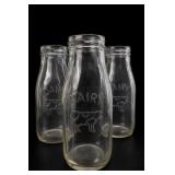 Set Of 4 Embossed Dairy Cow Milk Bottles