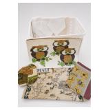 Vintage Textile Lot: Owl, Malt & Australia Linens