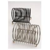 Vintage Black & Chrome Coil Letter Rack Pair