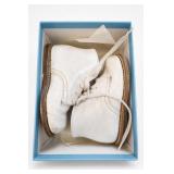 White Baby Walking Shoes In Blue Box
