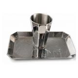 Restoration Hardware Faceted Metal Tray & Tumbler