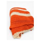 Orange & White Crochet Afghan Blanket