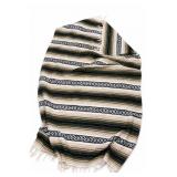 Mexican Falsa Blanket, Striped With Fringed Ends
