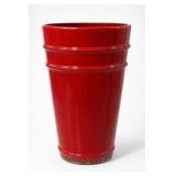 Red Ceramic Planter With Raised Bands