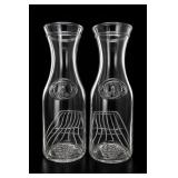 Pair Of Clear Glass Carafes With Grape Bases