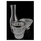 Clear Cut Glass Carafe, Bowl & Ice Bucket