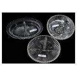 Indiana Glass Divided Relish Dish Lot, 3 Pieces
