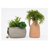 Decorative Planter And Vase With Faux Greenery