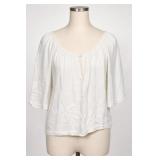 Calvin Klein White Ruched Long-Sleeve Top