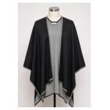 Charter Club 100% Acrylic Black Gray Cape