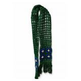Green Crochet Scarf With Granny Square Motif