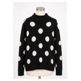 AnnTaylor Black White Polka Dot Knit Sweater