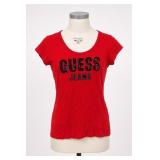 GUESS Jeans Red Sequin Graphic T-Shirt XS