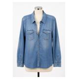 Coldwater Creek Denim Button-Front Shirt, Size L