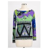 Emilio Pucci 1970s Printed Blouse Size 14