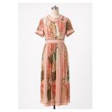 Pink Patterned Short-Sleeve Dress