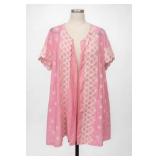 Pink Embroidered Scalloped Sleeve Robe