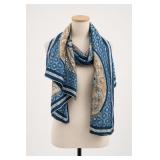 Salvatore Ferragamo Blue Patterned Scarf