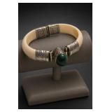 Vintage Bone And Malachite Cuff Bracelet