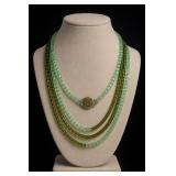 Vintage Multi-Strand Green Beaded Necklace