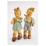 Pair Vintage Ceramic Boy & Girl Figurines