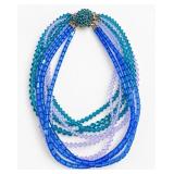 Coppola E Toppo Blue Crystal Multi-Strand Necklace