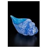 Blue Handblown Glass Seashell Sculpture