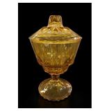 Hazel-Atlas Reflection-Amber Covered Candy Dish