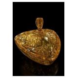 Hazel Atlas Amber Glass Heart Candy Dish