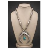 Sterling Silver Navajo Turquoise Naja Necklace
