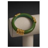 Green Bangle With Ornate Metal Accents