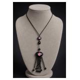 Cloisonne Floral Beaded Pendant Necklace