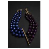 Vintage Blue And Purple Beaded Necklace