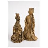 Pair Handmade Gold Christmas Angel Figures