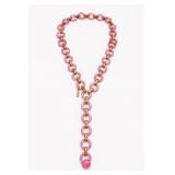 YSL Pink Moonbeam Lucite Belt With Monogram Charm
